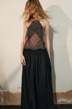 New VESTIDO MIDI ABALORIOS ZW COLLECTION Mujer Vestidos