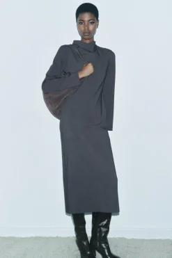 Hot VESTIDO MIDI ABERTURA ZW COLLECTION Mujer Vestidos