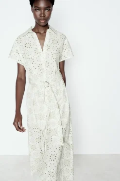 Hot VESTIDO MIDI BORDADOS ENGOMADOS Mujer Vestidos