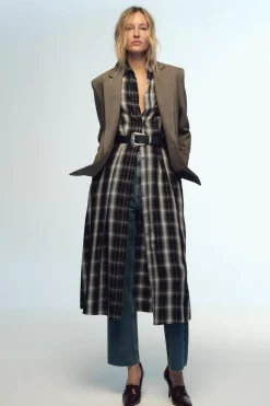 Sale VESTIDO MIDI CAMISERO CUADROS Mujer Vestidos