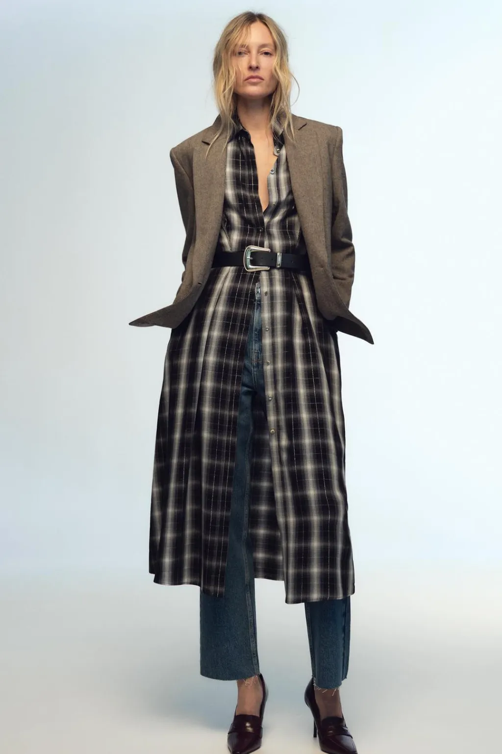 Sale VESTIDO MIDI CAMISERO CUADROS Mujer Vestidos