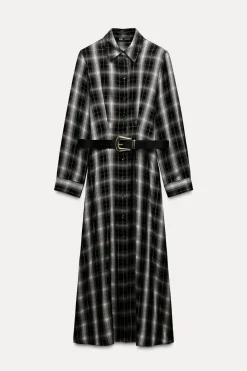 Sale VESTIDO MIDI CAMISERO CUADROS Mujer Vestidos