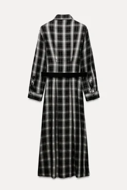 Sale VESTIDO MIDI CAMISERO CUADROS Mujer Vestidos