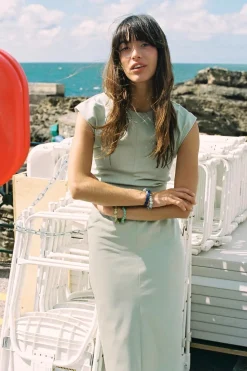 Clearance VESTIDO MIDI CINTURA DRAPEADA Mujer Vestidos