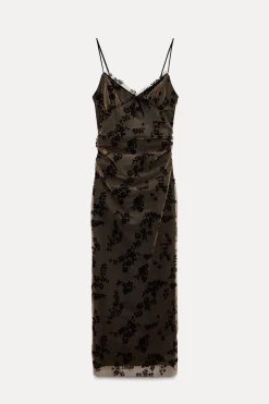 Hot VESTIDO MIDI COMBINADO DEVORÉ Mujer Vestidos