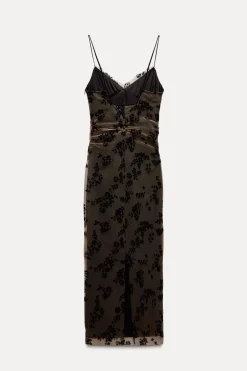 Hot VESTIDO MIDI COMBINADO DEVORÉ Mujer Vestidos