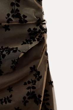 Hot VESTIDO MIDI COMBINADO DEVORÉ Mujer Vestidos