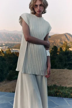 Discount VESTIDO MIDI COMBINADO PLISADO Mujer Vestidos