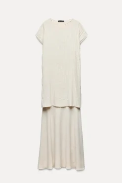 Discount VESTIDO MIDI COMBINADO PLISADO Mujer Vestidos