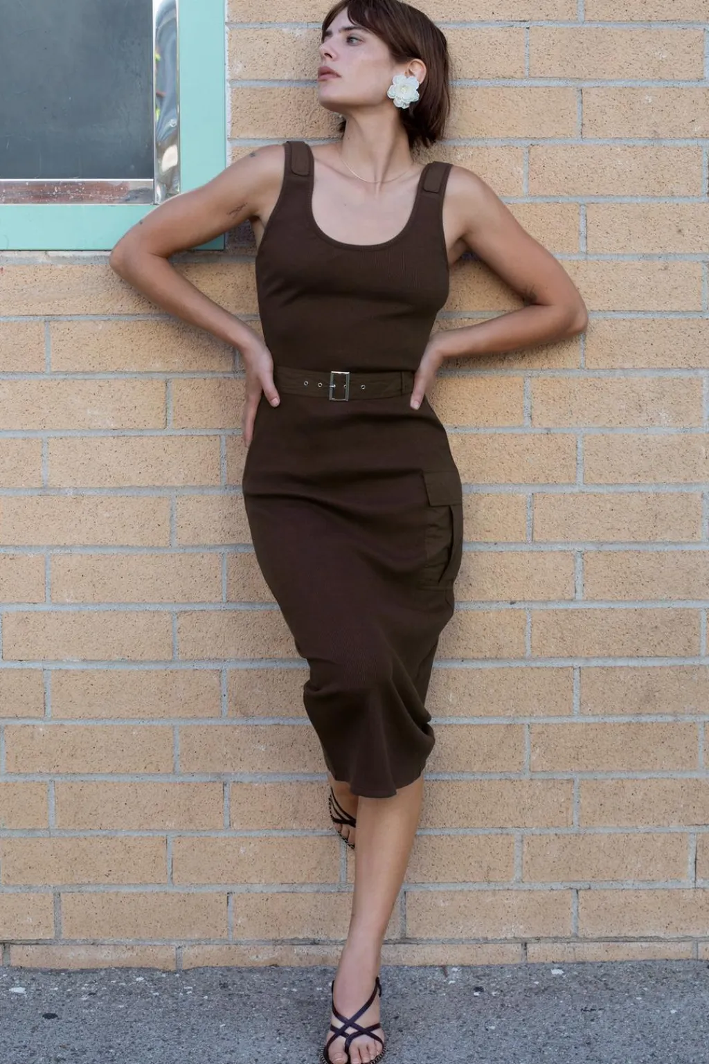 Clearance VESTIDO MIDI COMBINADO RIB Mujer Vestidos