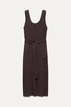 Clearance VESTIDO MIDI COMBINADO RIB Mujer Vestidos