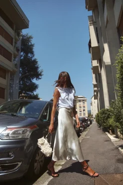 Discount VESTIDO MIDI COMBINADO SATINADO Mujer Vestidos