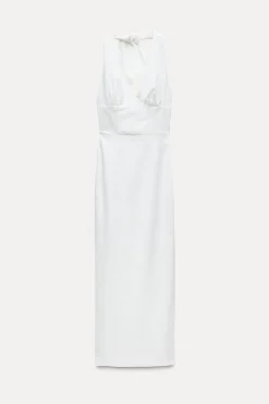 Best VESTIDO MIDI CORSETERO CON LINO Mujer Vestidos