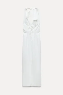 Best VESTIDO MIDI CORSETERO CON LINO Mujer Vestidos