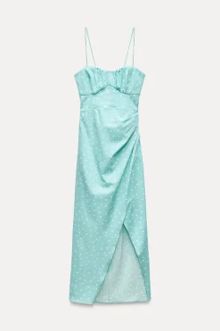 Discount VESTIDO MIDI CORSETERO LUNARES CON LINO Mujer Vestidos