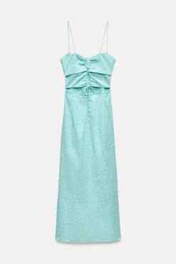 Discount VESTIDO MIDI CORSETERO LUNARES CON LINO Mujer Vestidos