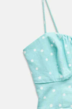 Discount VESTIDO MIDI CORSETERO LUNARES CON LINO Mujer Vestidos