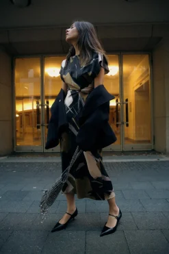 Hot VESTIDO MIDI CREPE ESTAMPADO Mujer Vestidos