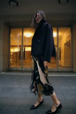 Hot VESTIDO MIDI CREPE ESTAMPADO Mujer Vestidos