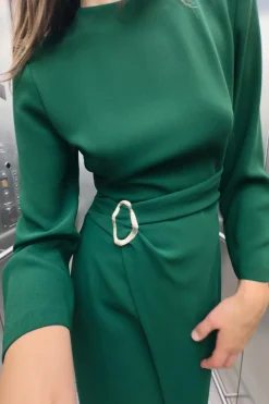 Online VESTIDO MIDI CREPE HEBILLA Mujer Vestidos