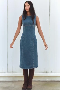 Sale VESTIDO MIDI DENIM TRF Mujer Vestidos