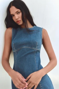 Sale VESTIDO MIDI DENIM TRF Mujer Vestidos