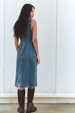Sale VESTIDO MIDI DENIM TRF Mujer Vestidos