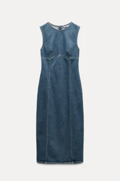 Sale VESTIDO MIDI DENIM TRF Mujer Vestidos