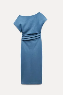 Outlet VESTIDO MIDI DRAPEADO Mujer Vestidos