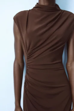 Discount VESTIDO MIDI DRAPEADO Mujer Vestidos