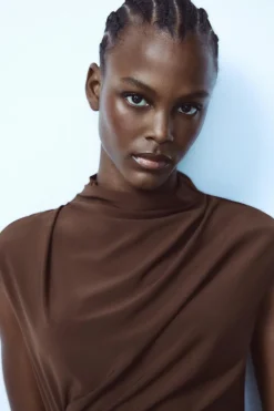 Discount VESTIDO MIDI DRAPEADO Mujer Vestidos