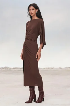 New VESTIDO MIDI DRAPEADO LIMITED EDITION Mujer Vestidos