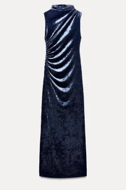 Discount VESTIDO MIDI DRAPEADO TERCIOPELO Mujer Vestidos