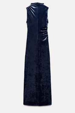 Discount VESTIDO MIDI DRAPEADO TERCIOPELO Mujer Vestidos