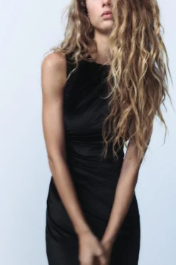 Discount VESTIDO MIDI DRAPEADO TERCIOPELO Mujer Vestidos