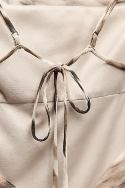 New VESTIDO MIDI DRAPEADO TUL ESTMPADO Mujer Vestidos