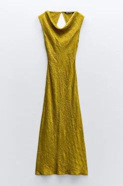 Outlet VESTIDO MIDI EFECTO ARRUGADO Mujer Vestidos