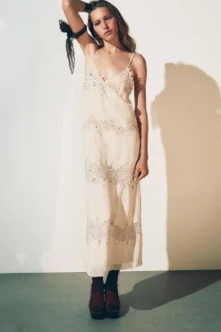 Fashion VESTIDO MIDI ENCAJE ZW COLLECTION Mujer Vestidos