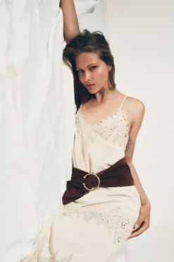 Fashion VESTIDO MIDI ENCAJE ZW COLLECTION Mujer Vestidos