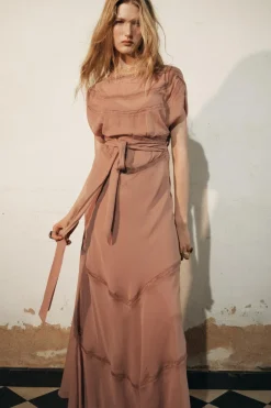 Fashion VESTIDO MIDI ENCAJE ZW COLLECTION Mujer Vestidos