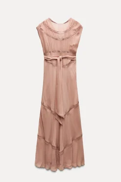 Fashion VESTIDO MIDI ENCAJE ZW COLLECTION Mujer Vestidos