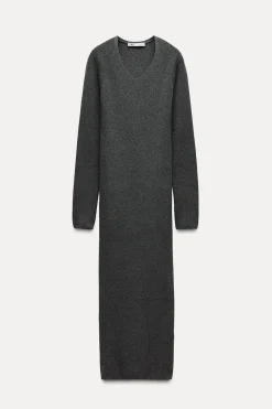 Best VESTIDO MIDI ESCOTE PICO Mujer Vestidos|Cárdigan / Jerséis