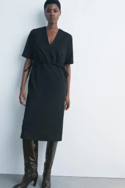 Outlet VESTIDO MIDI ESCOTE PICO ZW COLLECTION Mujer Vestidos