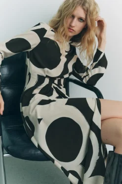 Hot VESTIDO MIDI ESTAMPADO Mujer Vestidos