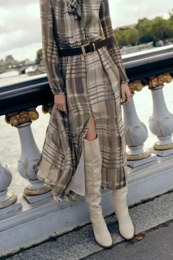 Discount VESTIDO MIDI ESTAMPADO CUADROS Mujer Vestidos