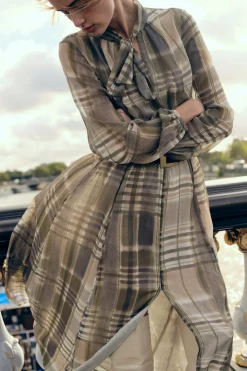 Discount VESTIDO MIDI ESTAMPADO CUADROS Mujer Vestidos