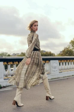 Discount VESTIDO MIDI ESTAMPADO CUADROS Mujer Vestidos