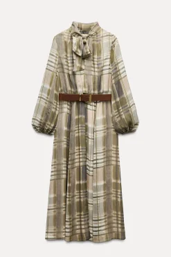 Discount VESTIDO MIDI ESTAMPADO CUADROS Mujer Vestidos