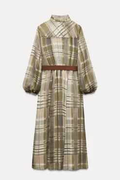 Discount VESTIDO MIDI ESTAMPADO CUADROS Mujer Vestidos