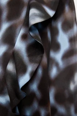 New VESTIDO MIDI ESTAMPADO VOLANTES Mujer Vestidos